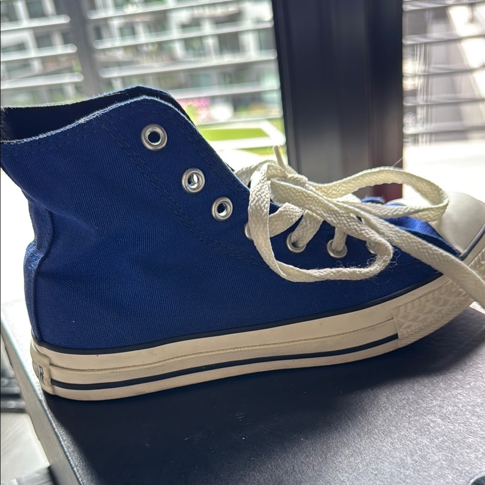 Blue High-Top Sneakers with White Laces converse